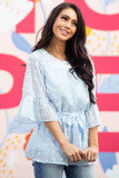 Sky Blue Swiss Dot Tie Blouse