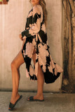 Floral Print Open Kimono Dress Cover Up