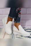 Plain PU Side Cut Ankle Boots
