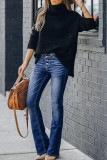 High Rise Button Wash Stretch Flare Jeans Unishe Wholesale