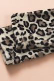 Leopard Print 1/4 Zip Turn-down Collar Sweatshirt