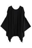 Cold Shoulder Black Cover Up Loose Top