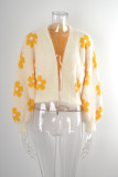 Floral Knit Short Length Sweater Cardigans