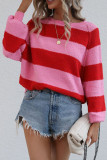 Color Block Striped Loose Pullover Sweaters