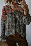 Leopard Patchwork Long Sleeve Top