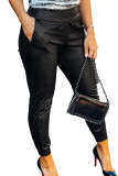 Faux Leather Slim-fit High Waist Joggers