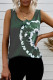 Dark Green Tie-dye Print Tank Top