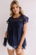Blue Polka Dot Babydoll Style Flutter Sleeve Top