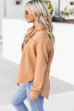 Apricot Textured Raw Edge Trim Buttons Shirt