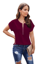 Red Zip To It Blouse