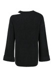 Solid Color Cold Shoulder Long Sleeve Sweater