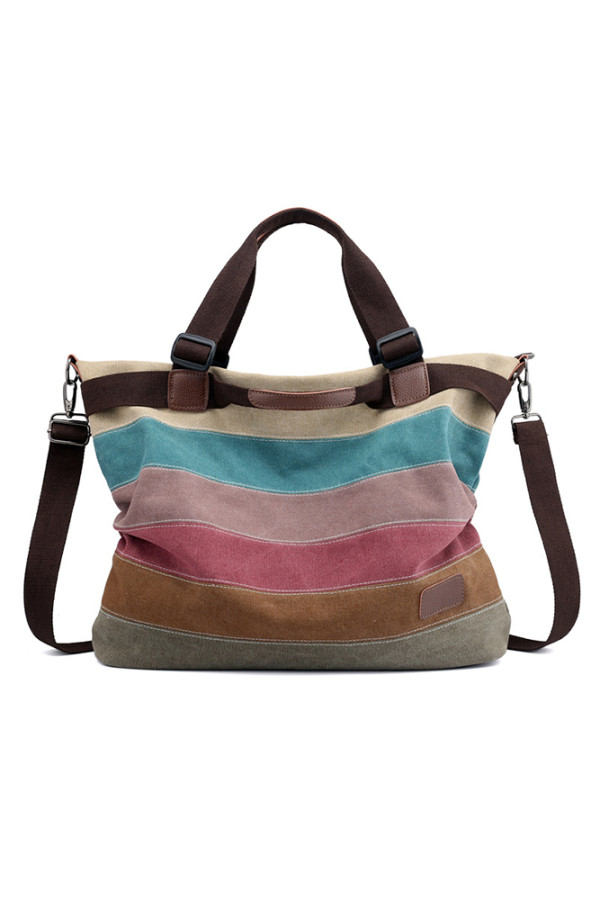 Contrasting Color Tote Canvas Large Hand Bag Diagonal Bag Unishe Wholesale MOQ3PCS