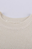 Dark Grey Color Block Netted Texture Pullover Sweater