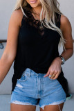Black Crochet Lace Trim Tank