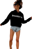 Black Beautiful Day Letters Graphic Hoodie