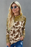 Animal Mixed Printed Long Sleeve Knit Top