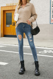 V Neck Turndown Collar Long Sleeve Sweater