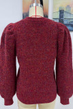 Plain Puffy Sleeves Pullover Sweaters