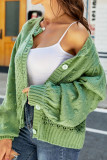 Bubble Crochet Knit Open Button Sweater Cardigans