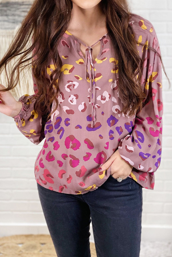 Purple Paint Palette Leopard Print Top