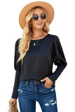 Black Satin Cuffed Sleeve Shirt