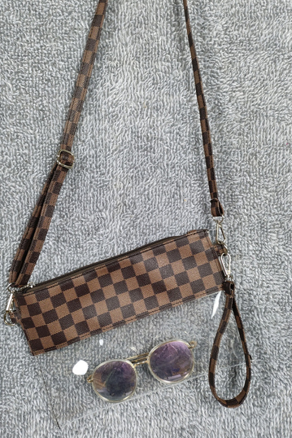 Plaid Splicing Clear Crossbody Bag