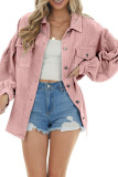 Lantern Sleeve Button Pockets Corduroy Shirt