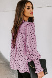 Pink Smocked Ruffle Trim Blouse