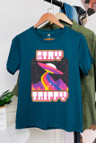 Stay Trippy UFO Neon Print Graphic Tee Unishe Wholesale