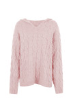 Cable Knit V Neck Hoodies Sweater