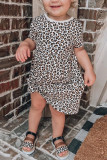 Little Girls' Leopard Print Short Sleeve Mini Dress