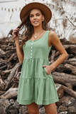 Green Tiered Ruffled Mini Dress