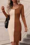 Colorblock Splicing Knitting Dress