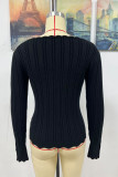 Button Sleeves Square Neck Knit Sweaters