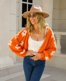 Floral Knit Short Length Sweater Cardigans