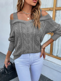 Cable Knit V Neck Strappy Sweaters