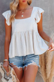 White Flutter Shoulder Babydoll Top