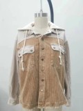 Patchwork Color Contrast Double-pocket Hoody Jacket Unishe Wholesale