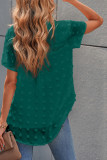 Green Swiss Dot Short Sleeve Flowy Top