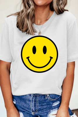 Smiley Printed Graphic Tees for Women UNISHE Wholesale Short Sleeve T shirts Top