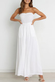 White Smocked Bandeau Wide Leg Jumpsuit