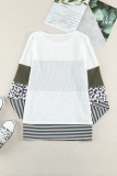 Leopard Splicing Stripes Top
