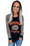 Leopard Pumpkin Print Long Sleeve Blouse