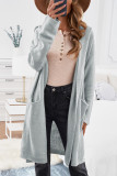 Gray Open Front Hooded Sweater Cardigan