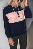 Button Down Color Block Kangaroo Pocketed Hoodies