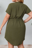 Plus Size Drawstring Elastic Waist Irregular Hem Dress Unishe Wholesale