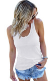 White Scoop Neck Basic Solid Tank Top