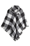 Plaid Horn Button Cape Scarf MOQ 3pcs