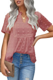 Rose Swiss Dot Short Sleeve Flowy Top