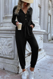 Black One Piece Jumpsuit with Waist Tie